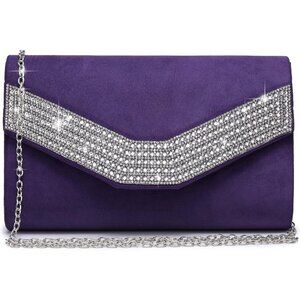 Women's 1-Rhinestone Purple Evening Bags Formal Party Clutches for Wedding